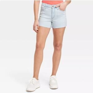 NWT Women's Universal Thread Vintage Midi High Rise Stretch Shorts Light Blue 14
